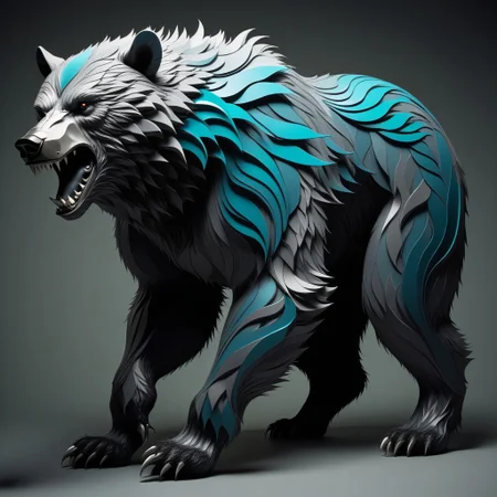 werewolf bear in biomorphic art style