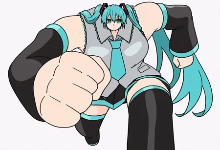 source_anime,
1girl,running ganger (meme),meme,running, white background, expressionless, looking at viewer, hatsune miku,
<lora:running-ganger:0.9>