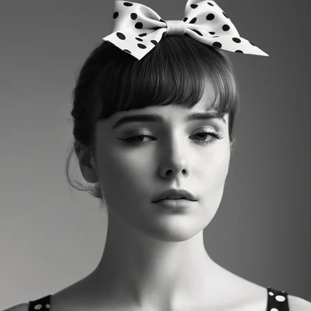 cinematic film still of <lora:High-key lighting Style:1>
bright light, bright, a woman with a hair clip on her head looking down High-key lighting Style,1girl,solo,short hair,bangs,simple background,white background,bow,closed mouth,monochrome,closed eyes,hair bow,greyscale,hair over one eye,lips,portrait,realistic,nose,polka dot bow, shallow depth of field, vignette, highly detailed, high budget, bokeh, cinemascope, moody, epic, gorgeous, film grain, grainy