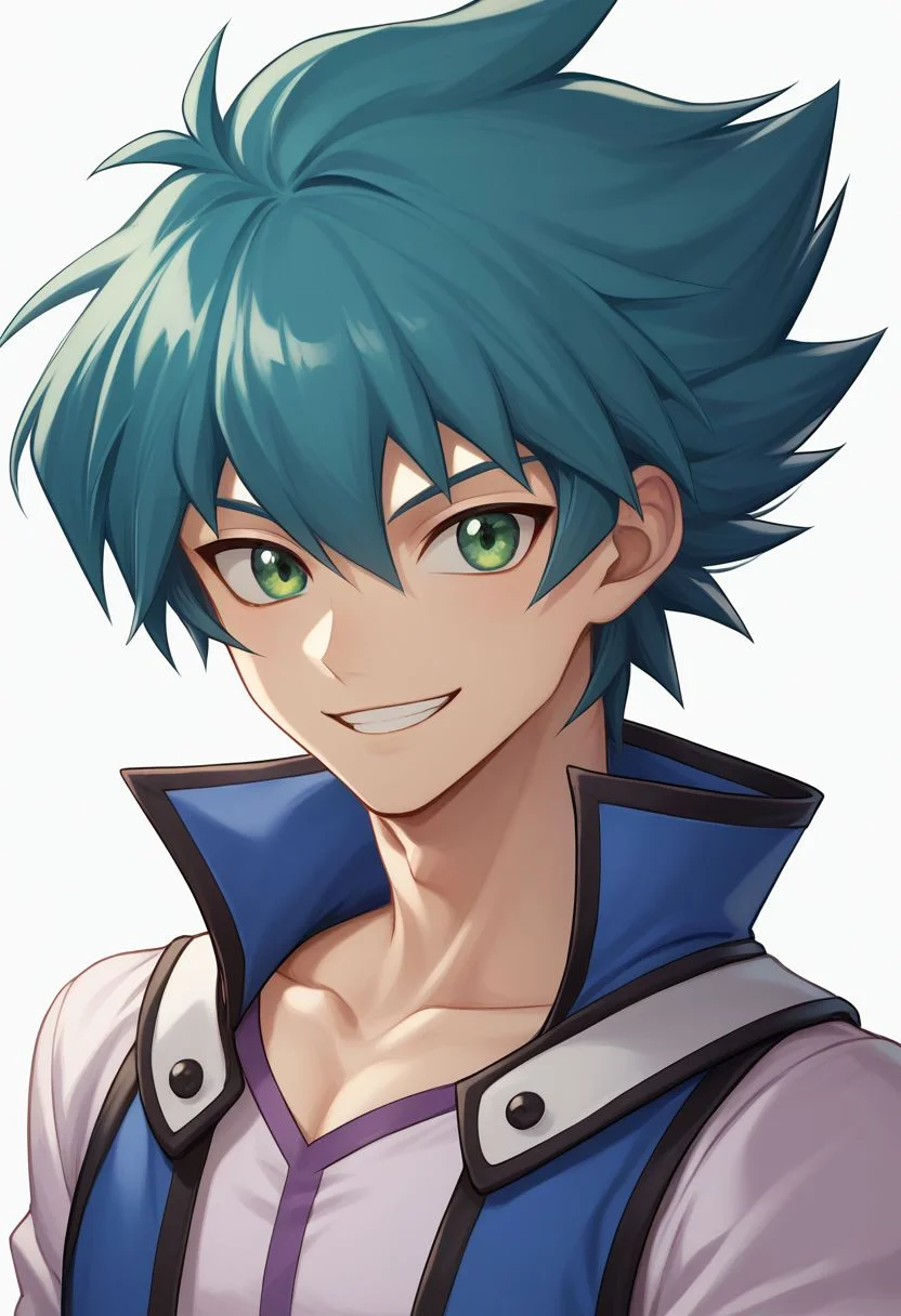 score_9, score_8_up, source_anime, highly detailed, 1boy, solo, slender, skinny
jesse, 1boy, solo, male focus, green eyes, duel academy uniform (yu-gi-oh! gx), upper body, smile, spiked hair, looking at viewer, aqua hair, collarbone, hair between eyes,
outdoor,