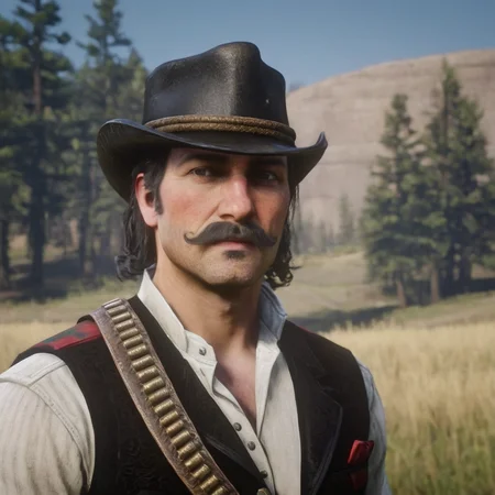 Hyperrealistic art of  <lora:Red Dead Redemption style:1>
Dutch Van Der Linde a man with a mustache and a plaid scarf,solo,black hair,1boy,brown eyes,male focus,scarf,vest,facial hair,beard,realistic,mustache,real life insert , epic, Western, adventures, outlaw, Red Dead, Western United States, wild west, cowboy, cowgirl, Open world, 1900's, realistic, cinematic, film look, dramatic light, partially covered in shadows, gang, Western-themed action-adventure, Red Dead Redemption style, Extremely high-resolution details, photographic, realism pushed to extreme, fine texture, incredibly lifelike