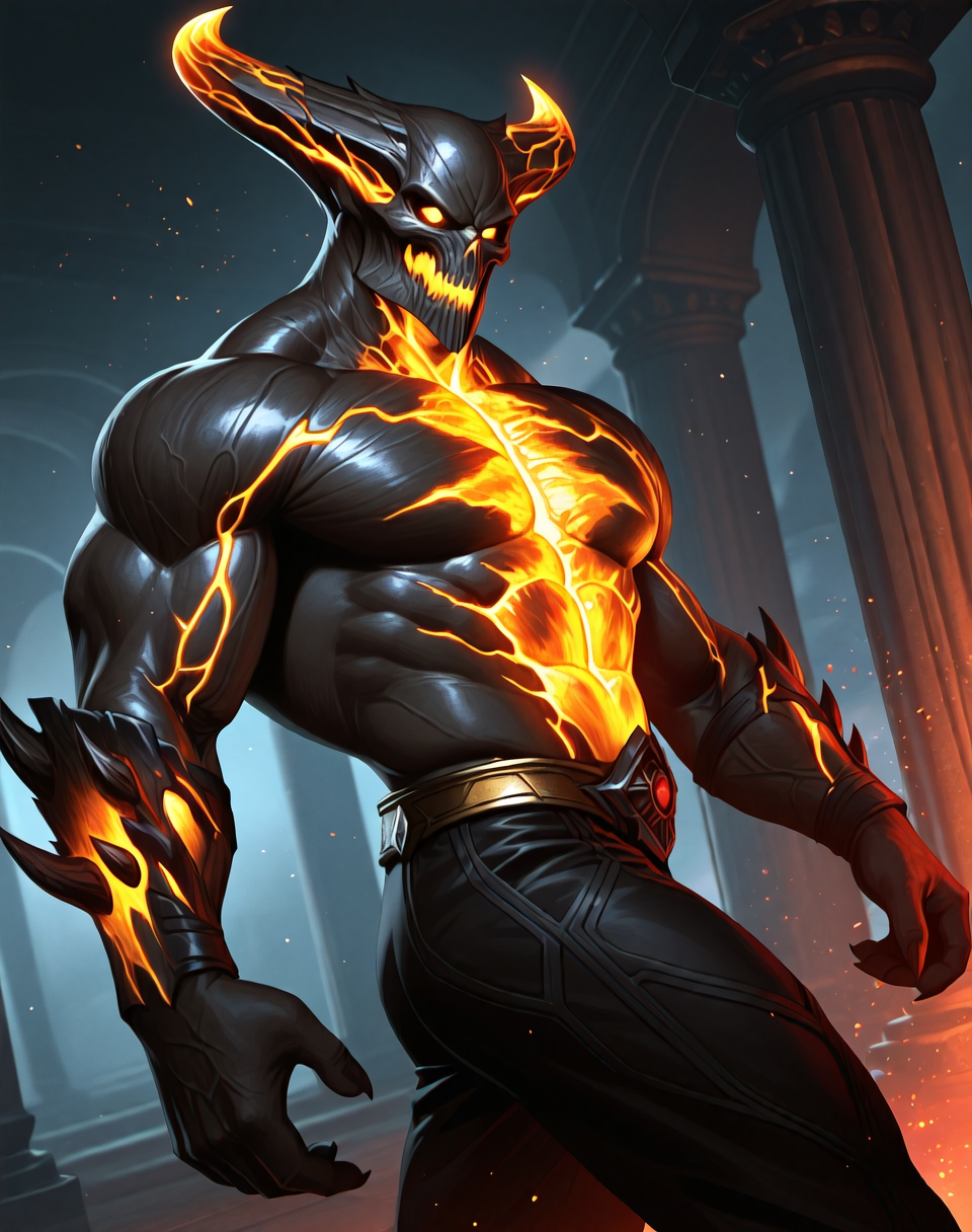 <lora:Corrupted_Shinnok_(Mortal_Kombat)_(Illustrious)_(AD):0.5> Corrupted Shinnok, muscular, Mortal Kombat,
dutch angle, interior, battleground, pillars with bladed spikes, dynamic action, dutch angle,
unstoppable end boss, video game screenshot, male chest focus, twisted torso, bent arm, hyper muscular, 
BREAKvery awe, aesthetically pleasing, masterpiece, best quality, amazing quality, very aesthetic, perfect depth of field shot, masterclass color theory, in'ei, gradient style coloring, 
Smooth Quality, lazympos, IllustQualXL_Pos,