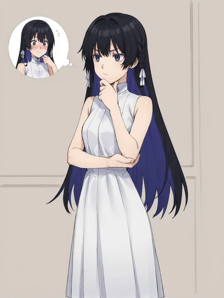 <lora:Fate_samurai_Remnant_Rei_Wataru_Style:0.9> faturairei,sketch,
<lora:Tinasha_-_Unnamed_Memory:0.7> tinasha, black hair, colored inner hair, 
white dress, sleeveless,
blush, in love, embarrassed, 
1girl,solo,
masterpiece,best quality,amazing quality,