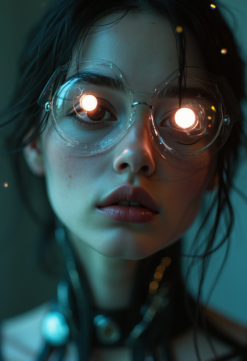 Yuri Shwedoff
woman (cyborg:1.35) (black holes eyes lens:1.3) by Tony Conrad ,Biopunk, , shallow depth of field, vignette, (Fiber optic light painting) (Fujicolor Superia X-TRA 400:) (Light tracing) (Dramatic lighting)