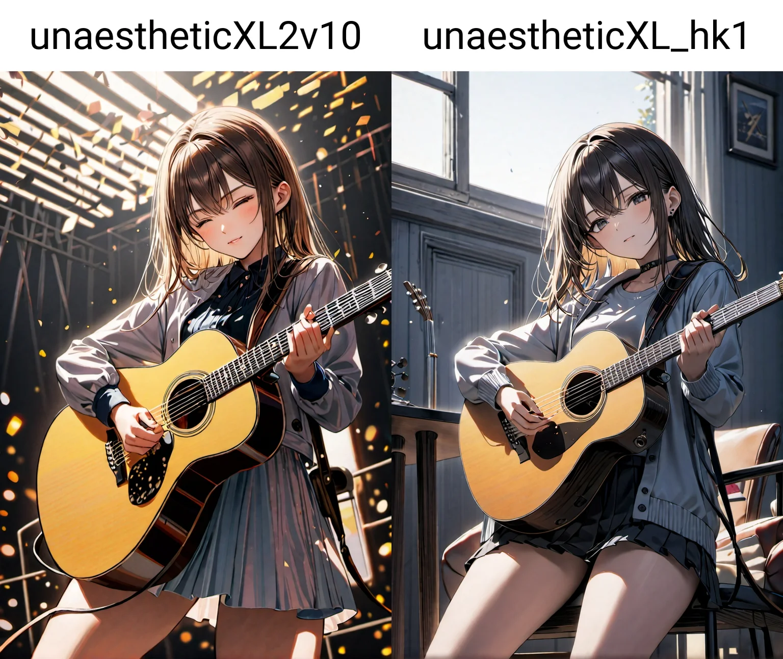1girl playing guitar, masterpiece, best quality