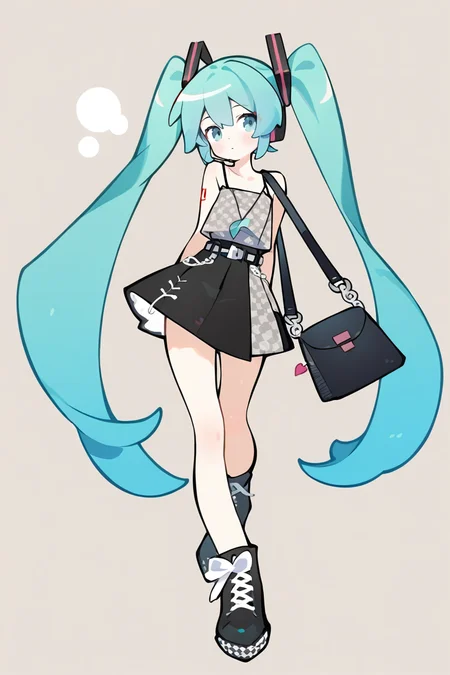 1girl,solo,simple background,fashion,stylish_pose,full body,,hatsune miku,<lora:HCQ@S-000020:1>, masterpiece, best quality, very aesthetic, absurdres