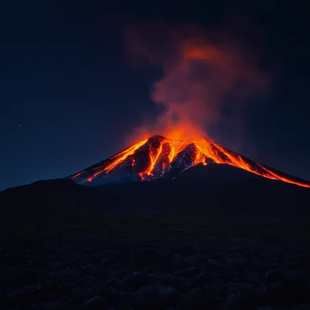 cinematic film still of <lora:Cool Lighting Style:1> Dark Blue Night Cool Lighting Style
<lora:Cinematic Film Stock Footage Style:0.55>
a mountain with a lot of lava and fire Cinematic Film Stock Footage Style, outdoors, sky, no humans, night, fire, scenery, mountain, shallow depth of field, vignette, highly detailed, high budget, bokeh, cinemascope, moody, epic, gorgeous, film grain, grainy