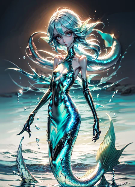 1girl, mermaid girl,slime substance, melting, colored skin, full body, mermaid, mature female, Original Character, Volumetric Lighting, Best Shadows, Shallow Depth of Field, Stunningly Beautiful Girl, Delicate Beautiful Attractive Face, <lora:anti_longtorso_v10:1>  <lora:weight_slider_v2:-5>