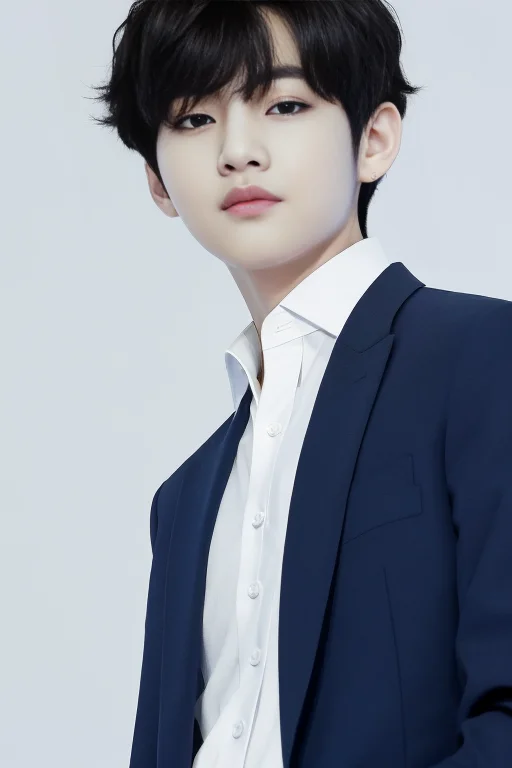 (1boy), (best quality), (masterpiece), (high resolutionsolo), <lora:kboys:0.5>
solo, shirt, male focus, white shirt, blue background, black hair, looking at viewer, simple background, upper body, collared shirt, black eyes
