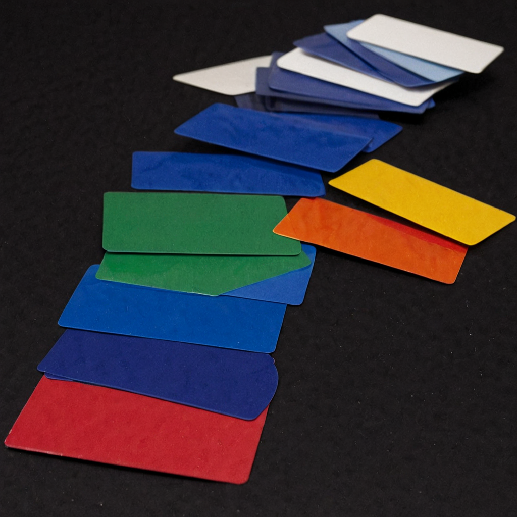 plastkort, a river made from single colored rectangular plastic cards, <lora:Plastkort-000005:1>