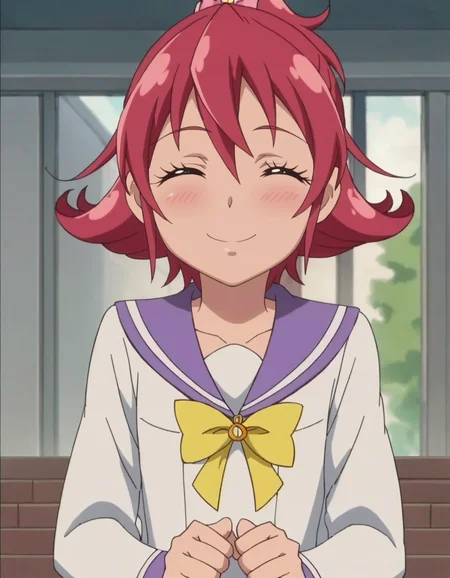 score_9, score_8_up, score_7_up, anime screencap, solo, 1girl, aidamana, sailor collar, school uniform, smile, blue sailor collar,looking at viewer,cowboy shot,small breasts,blush,closed eyes, ^_^<lora:aidamana:0.8>