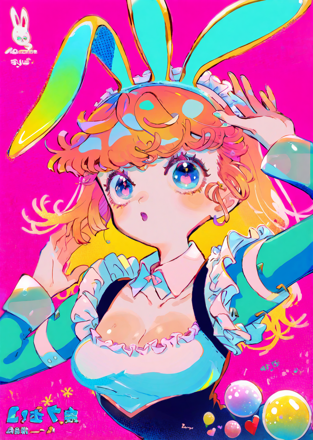 by sannso, by yogisya,
1girl, bunny ears, bangs, cleavage, upper body pink perspective from below, maid anime cute gradient
masterpiece, best quality, high quality, highres, absurdres, very detailed, high resolution, sharp, sharp image, 8k, vivid, colorful, stunning, anime