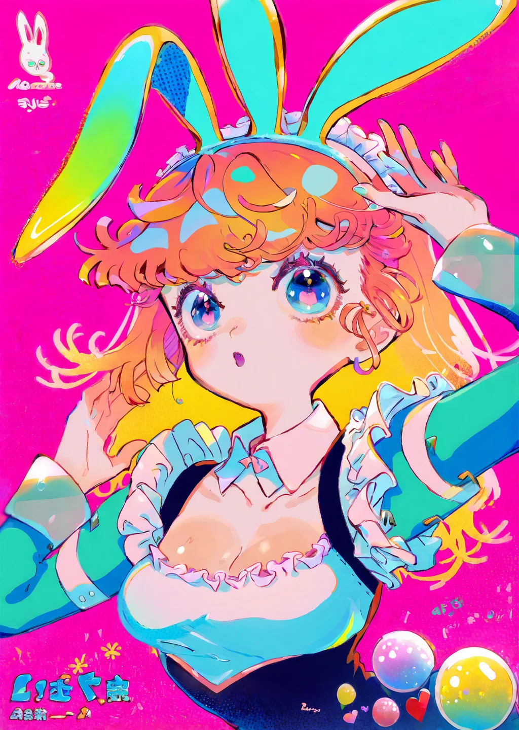 by sannso, by yogisya,
1girl, bunny ears, bangs, cleavage, upper body pink perspective from below, maid anime cute gradient
masterpiece, best quality, high quality, highres, absurdres, very detailed, high resolution, sharp, sharp image, 8k, vivid, colorful, stunning, anime