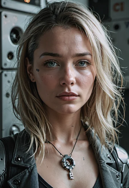 photorealistic, real photo, 8K, ultra-detailed, best quality, Award-winning photography, cyberpunk style, dark futuristic fantasy, moody and dimly lit. a close-up portrait of futuristic cybernetic female. Stunning beauty, detailed human like face, robotic parts, circuit skin, real eyes and real lips, blonde hair, electronics, electronics tattoo,, score_9, score_8_up, score_7_up, score_6_up, score_5_up, score_4_up, <lora:040790P:0.4> 040790P, woman, adult, 24 years old,, score_9, score_8_up, score_7_up, score_6_up