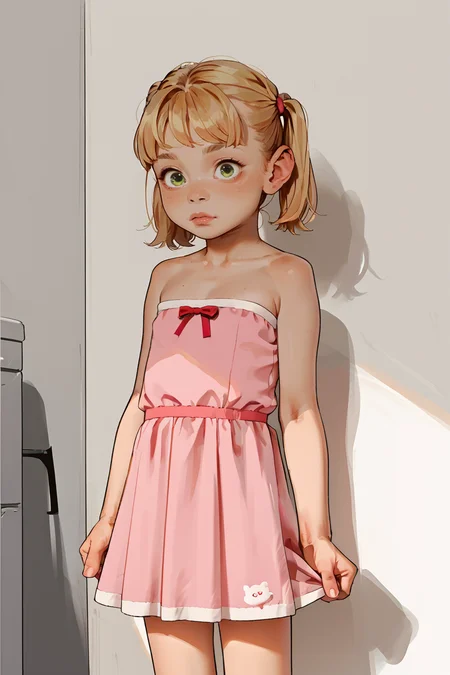source_anime,score_9,score_8_up,score_7_up,score_6_up,score_5_up,score_4_up,
1girl, solo, small petite, pretty, blonde hair, twintails ,short hair, green eyes, pink dress,
 <lora:age_slider_v4:-2> 
<lora:incase_v14:1>