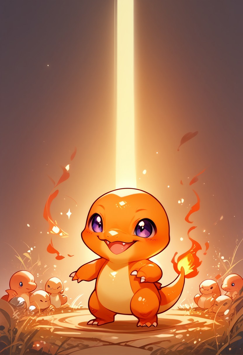 score_9, score_8_up, score_7_up, source_anime, cute chibi Charmander, happy, dancing, (chibi body, feral Charmander:1.2), (indirect lighting, dynamic lighting:1.4), (detailed image, high resolution, 5k resolution:1.0), Chibi Art Style