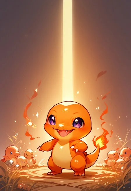 score_9, score_8_up, score_7_up, source_anime, cute chibi Charmander, happy, dancing, (chibi body, feral Charmander:1.2), (indirect lighting, dynamic lighting:1.4), (detailed image, high resolution, 5k resolution:1.0), Chibi Art Style