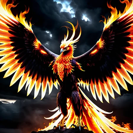 phoenix,terrifying glowing eyes,fierce wings,<lora:phoenix:0.68>,
