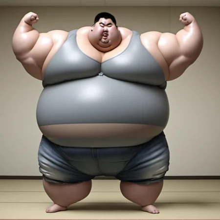 <lora:runga8:0.90>male focus, 1boy, (superchub:1.6), big belly, sumo, solo, thick arms, full body, fat, fat young japanese man,calm face,tanktop,(jeans:1.8),(raised arms:4.2),in city