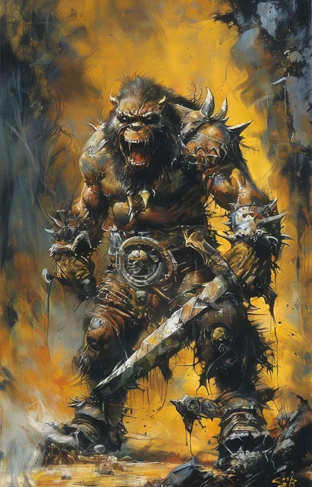masterpiece,best quality,<lora:tbh233-sdxl:0.9>,illustration,style of Simon Bisley animals