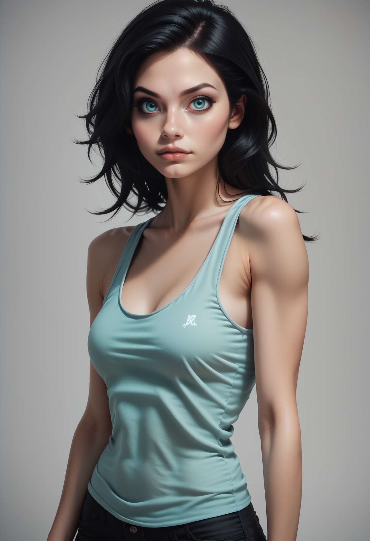 score_9, score_8_up, score_7_up,
1girl, solo, tank top, rating_safe,
 <lora:Dark_Svetlana_Pony_v0.1:0.5> d4rksv3tl4n4, aqua eyes, black hair,