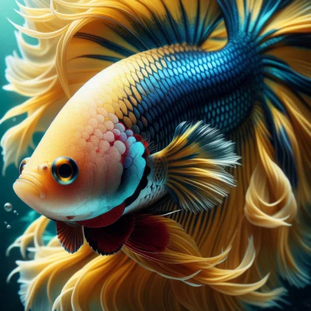 betta fish, multicolor, sharp focus, kinophoto lens, ultra high quality, ultra-thin textures, golden ratio, Ultra-realistic rendering. 32k UHD, HDR,