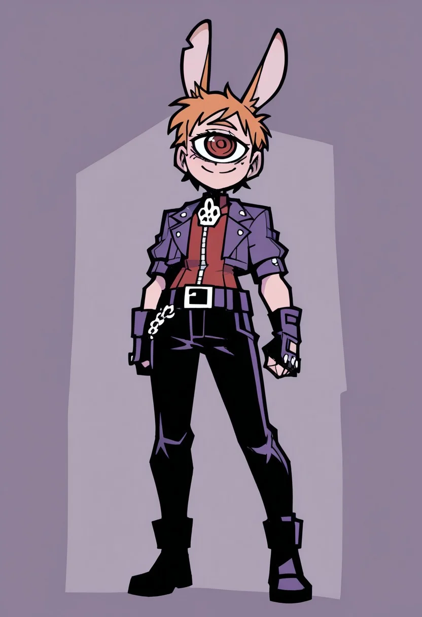 masterpiece, best quality, <break> , solo, 1boy, short boy, cyclops, young, smile, animal ears, rabbit ears, (cropped jacket),
 looking at viewer, standing,  gloves, fingerless gloves,
<segment:yolo-Anzhc Face seg 640 v2 y8n.pt,0.4,0.5//cid=1>
(((vanripper))), 
<lora:VanripperIllustriousXL_byKonan:1>