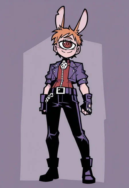 masterpiece, best quality, <break> , solo, 1boy, short boy, cyclops, young, smile, animal ears, rabbit ears, (cropped jacket),
 looking at viewer, standing,  gloves, fingerless gloves,
<segment:yolo-Anzhc Face seg 640 v2 y8n.pt,0.4,0.5//cid=1>
(((vanripper))), 
<lora:VanripperIllustriousXL_byKonan:1>
