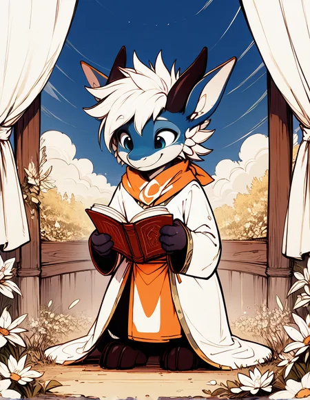 (zPDXL), very aesthetic, score_9,
good lights, good colors, good face,
BREAK,
whole body, full body,
spiky hairs
(:1.2),
(monocolor blue, blue eyes:1.2),
(:1.3) with complex patterns,
,
(Wonder of Reading, A young boy under a blanket fort, flashlight in hand, absorbed in a fantasy book, his face lit up with wonder and curiosity:1.3)
,
BREAK,
good face,
(musculegs:1.1), 
,
(anthro nardo:1.2), (cute:0.1)
,
looking down
BREAK,
(think lines, drawing, sketch, draft, simple style:1.2), 
,
orbitgood,
,
,
,
smiling, very expressive face,
, 
BREAK,
(think lines, drawing, sketch, draft, simple style:1.3), <lora:Line Art Style SDXL_LoRA_20r_20e_8i_nr32_a16_Pony Diffusion V6 XL:1>
, 
<lora:vrcfurry_xl_1-000061:0.85> <lora:PonyQuality_V3.3:0.3> ,