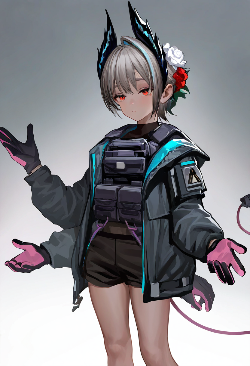 [artist:asakuraf],[artist:fkey],[artist:ask{askzy}],[[artist:as109]],
1girl,raidian_\(arknights\),dark skin,gloves,head wings,long sleeves,horns,black jacket,long sleeves,open clothes,black coat,black shorts,tail,(extra arms:0.6),
highres,best quality,amazing quality,very aesthetic,absurdres,year 2023,safe,
<lora:raidian_NoobVpred05:1>,