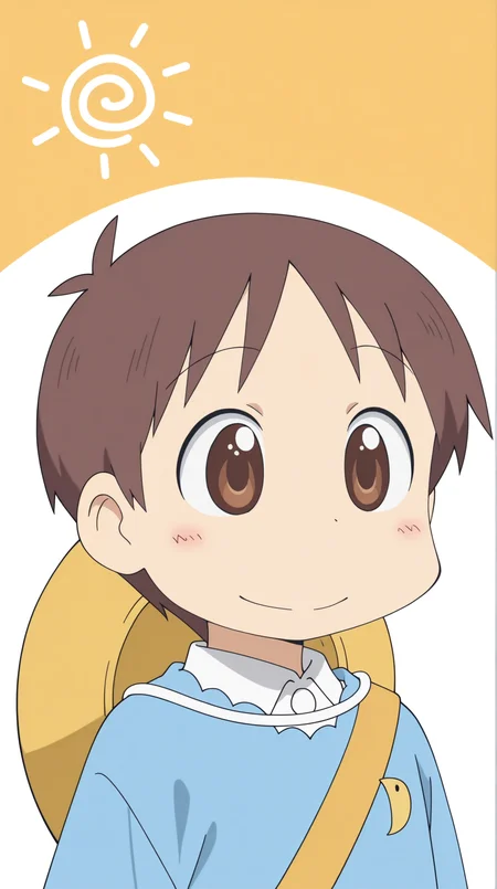 Mi-chan, 1boy, child, sun_hat, kindergarten_uniform,  <lora:Nichijou-Mi-chan-illu:0.8>