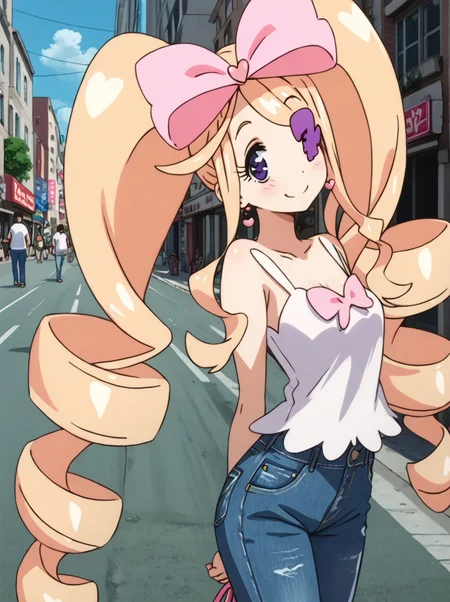 detailed background, shiny skin, posing,
<lora:harime.pony:1>,
harime,
casual fashion,
white shirts, jeans,
arms behind back,
street, buildings,
looking at viewer, heavy blush, seductive smile