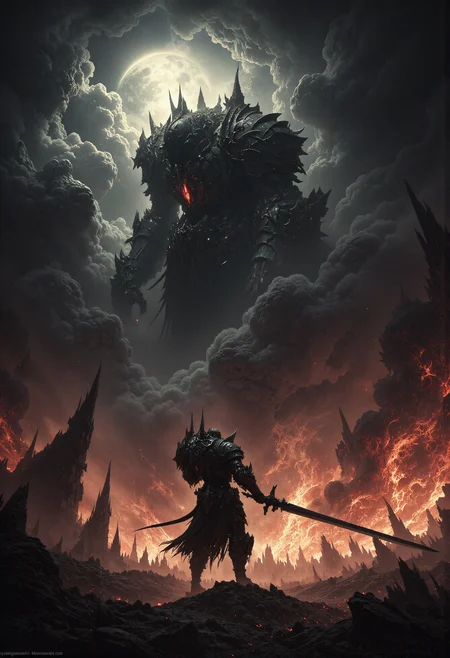 analog film photo . (art by Zdzislaw Beksinski:2), a hero with giant sword is facing the ultimate evil enemy, burning city. grimdark, mythp0rt, FredFraiStyle <lora:- Flux1 - vanta_black_V1.0.safetensors:0.5>, <lora:Dever_Flux_Enhancer.safetensors:0.5>, <lora:FredFraiStyle-FLUX-Share.safetensors:0.5>, <lora:FluxDFaeTasticDetails.safetensors:0.2>, . faded film, desaturated, 35mm photo, grainy, vignette, vintage, Kodachrome, Lomography, stained, highly detailed, found footage