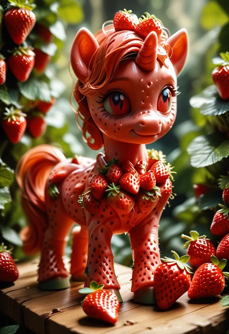score_9, score_8_up, score_7_up, Realistic, BREAK,
World Morph (Strawberry), pony unicorn