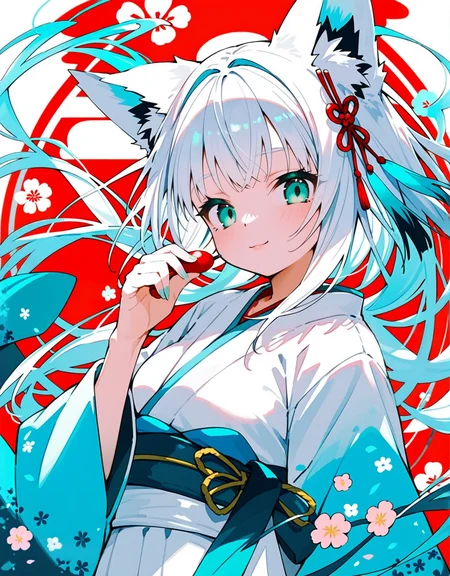 best quality,high quality,score_9,score_8_up,score_7_up,score_6_up,source_anime,anime,<lora:shirakami_fubuki_(new_year)-000035:0.7>,(shirakami fubuki (new year):1.1),1girl,solo,aqua_eyes,animal ears,white hair,fox ears,japanese clothes,