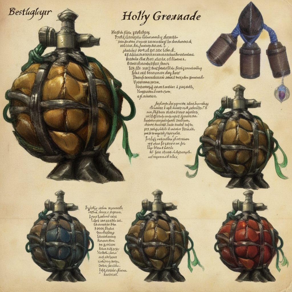 bestiarum holy military grenade <lora:bestiarum:0.7>