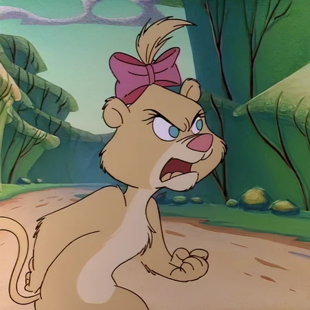score_9_up, score_8_up, BREAK, bela, 1girl, lion cub, anthro, solo, female child, blue eyes, hair bow, tail, golden fur, angry, roar, outdoors, <lora:Bela_Oz_Kids:1>