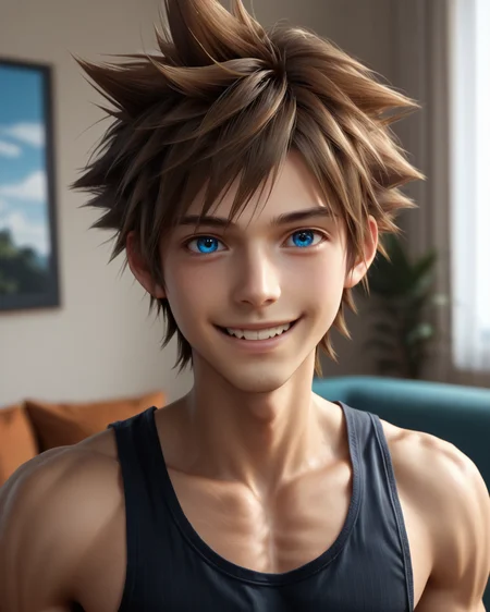 score_9, score_8_up, score_7_up, intricate details, rating_questionable,
<lora:homri52:1>
,
<lora:Sora_KH_-_Pony2:0.8>, 1boy(sora, male focus, solo, blue eyes, brown hair, spiked hair,, looking at the viewer, solo, happy,
portrait, face focus, tank top), cozy living room,
4k,
detailed background, depth of field,
<lora:ral-chrosc-clr:0.5>, ral-chrosc-clr,
<lora:Expressive_H:0.5>, Expressiveh,
<lora:xl_more_art-full_v1:0.3>,
<lora:add-detail-xl:0.3>,