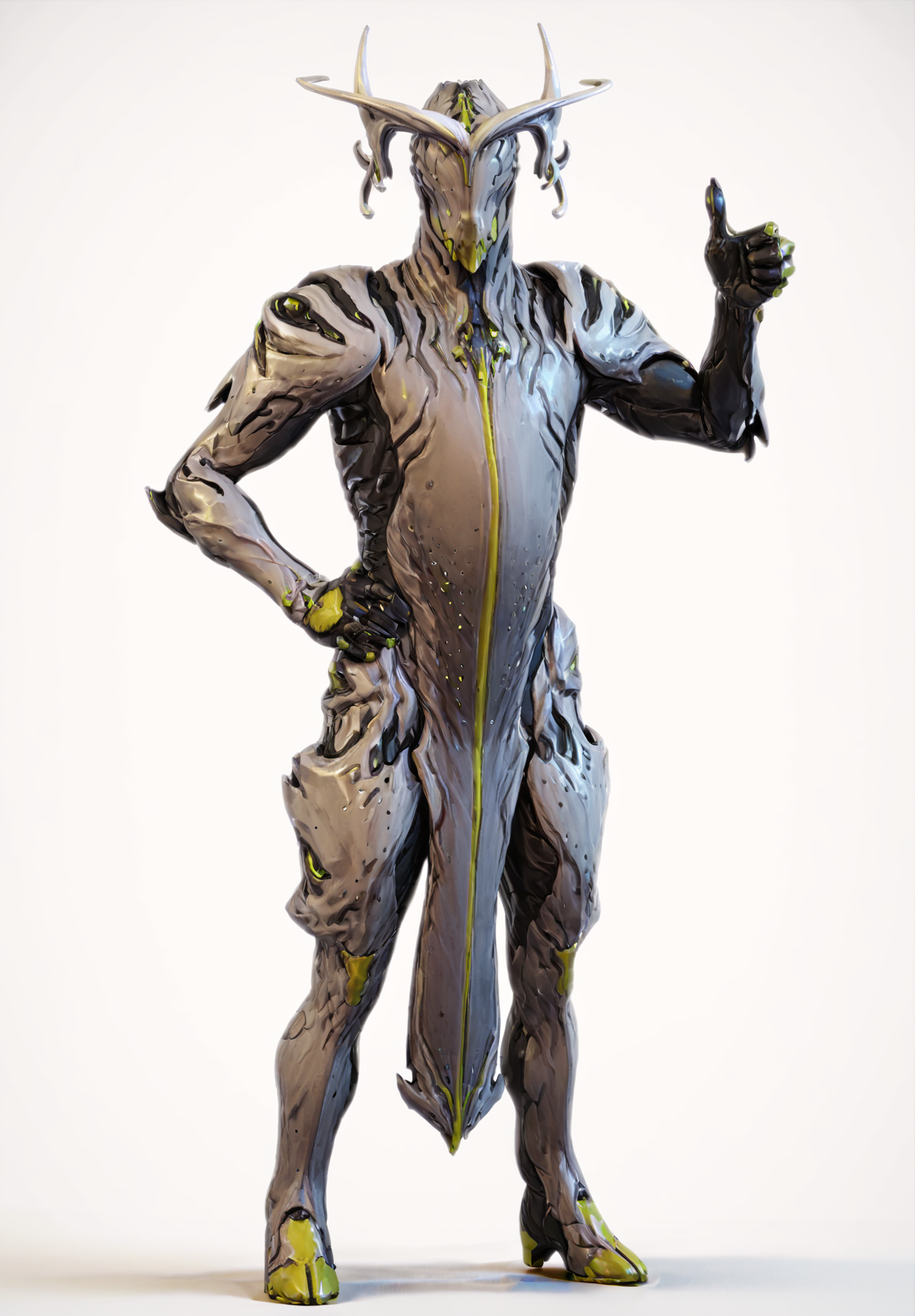 3d, score_9, score_8_up, score_7_up, score_6_up, score_5_up, score_4_up, white background, simple background, solo, full body BREAK
<lora:OberonWF_PDXL:0.7> oberonwf, white body, yellow highlights, eyeless, looking at viewer, hand on hip, thumbs up, standing