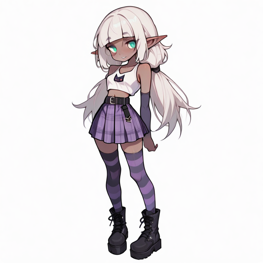 purple skirt, Stockings, Purple Skirt, stockings, dark elf