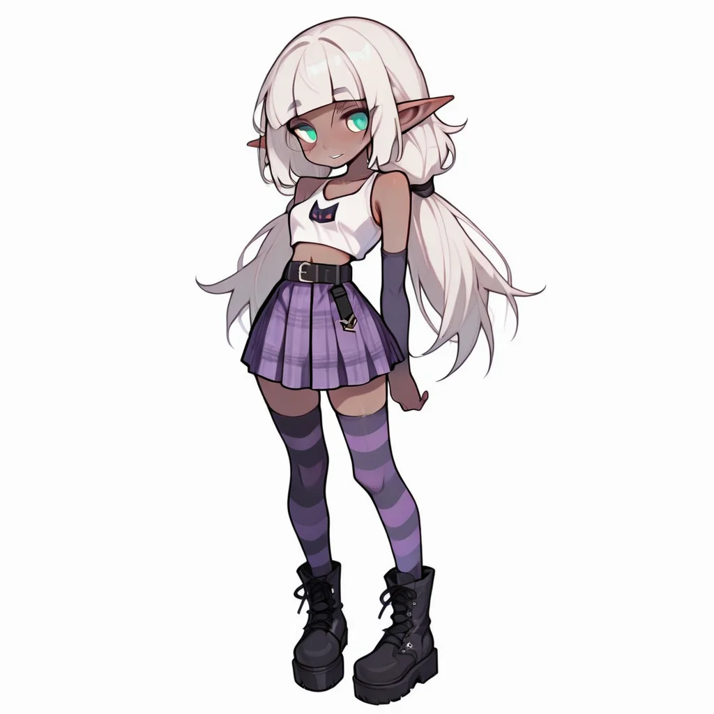 purple skirt, Stockings, Purple Skirt, stockings, dark elf