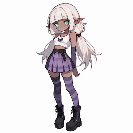 purple skirt, Stockings, Purple Skirt, stockings, dark elf