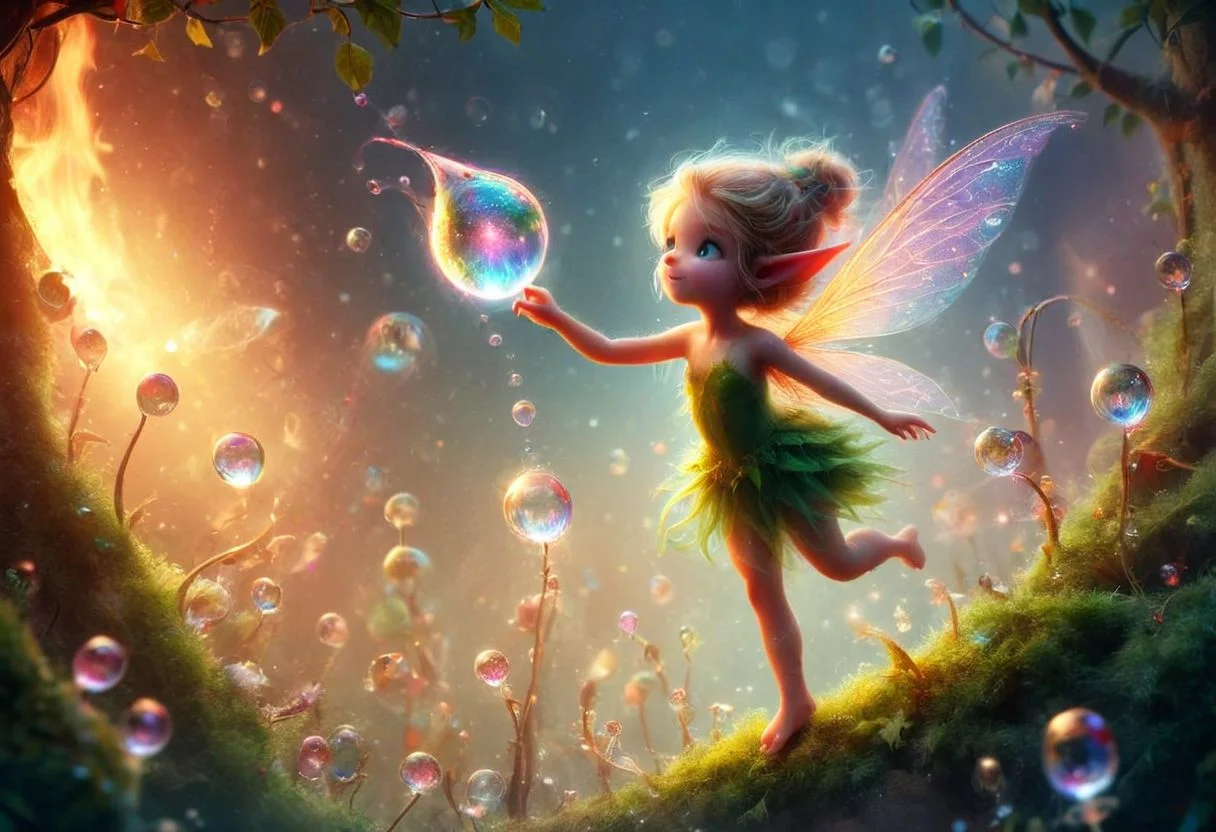 rising fire bubbles, glass, cute faeries, dancing, flying, brunette, blond, ginger, (((title saying : "MAGIC TESTEUSES")))