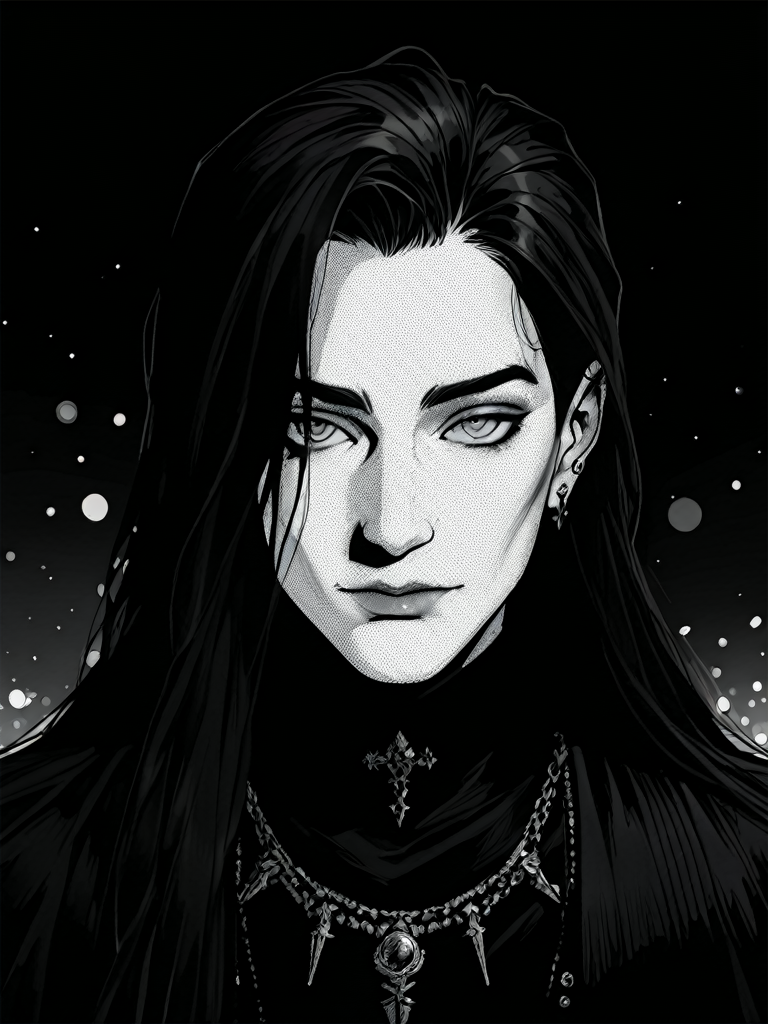 very aesthetic, best quality, absurdres, masterpiece, best quality, amazing quality,
portrait of a man, black and white on black background, James O'Barr animation style
<lora:Midnight1111_Bl00dHa1ft0n3_ILL:0.6> niji, manga, illustration, high contrast, halftone shading, dark theme, gothic style, dark theme, cinematic composition, ink-like shadows, Bl00dHa1ft0n3, zPDXLxxx, zPDXLrl, zPDXL3, zPDXL2,