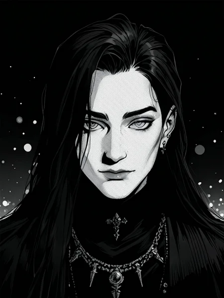 very aesthetic, best quality, absurdres, masterpiece, best quality, amazing quality,
portrait of a man, black and white on black background, James O'Barr animation style
<lora:Midnight1111_Bl00dHa1ft0n3_ILL:0.6> niji, manga, illustration, high contrast, halftone shading, dark theme, gothic style, dark theme, cinematic composition, ink-like shadows, Bl00dHa1ft0n3, zPDXLxxx, zPDXLrl, zPDXL3, zPDXL2,