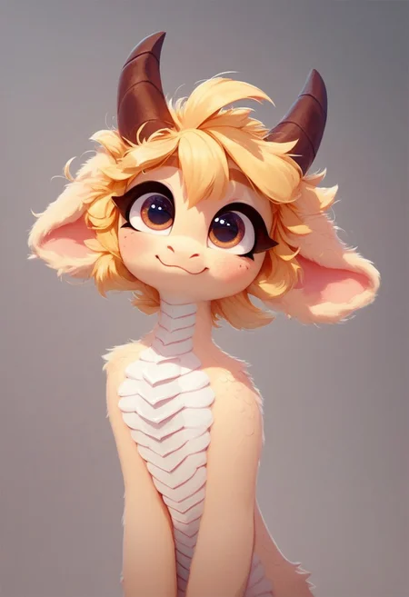 score_9, score_8_up, score_7_up, score_6_up, 2d, digital drawing, Poochie Science Style,
fluffy dragon, white belly, chest scales, blonde hair, messy hair, short hair, horn, fluffy ears, big ears, cute eyes,
