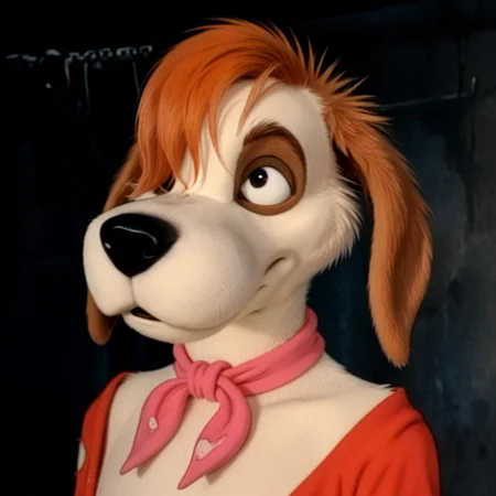 score_9, score_8_up, score_7_up, source:furry, dynamic lighting, detailed background, nature background, anthro, furry, detailed eyes. detailed face, furry male, headshot, solo,
BREAK
Mealy_Potatoes, anthro dog, furry male, cartoon dog, beige fur, orange spots, orange hair, black eyes, black nose, orange ears, long ears, animal ears, floppy ears, long hair, hair covering one eye, pink kerchief, red pants, torn pants, footpaws
BREAK
<lora:add-detail-xl:1.5>