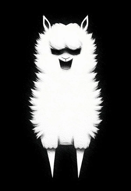 (black and white sketch) of ((a fluffy alpaca)) animal in a mystical enchanted forest, bathed in a soft, ethereal glow. extremely detailed, 3nch4nt3d f0r3st, Masterpiece,best quality,hi res,8k,hi res,8k,award winning, sharp focus, intricate, highly detailed, alpaca are related to llamas, ((doodle, ScribbleRay))