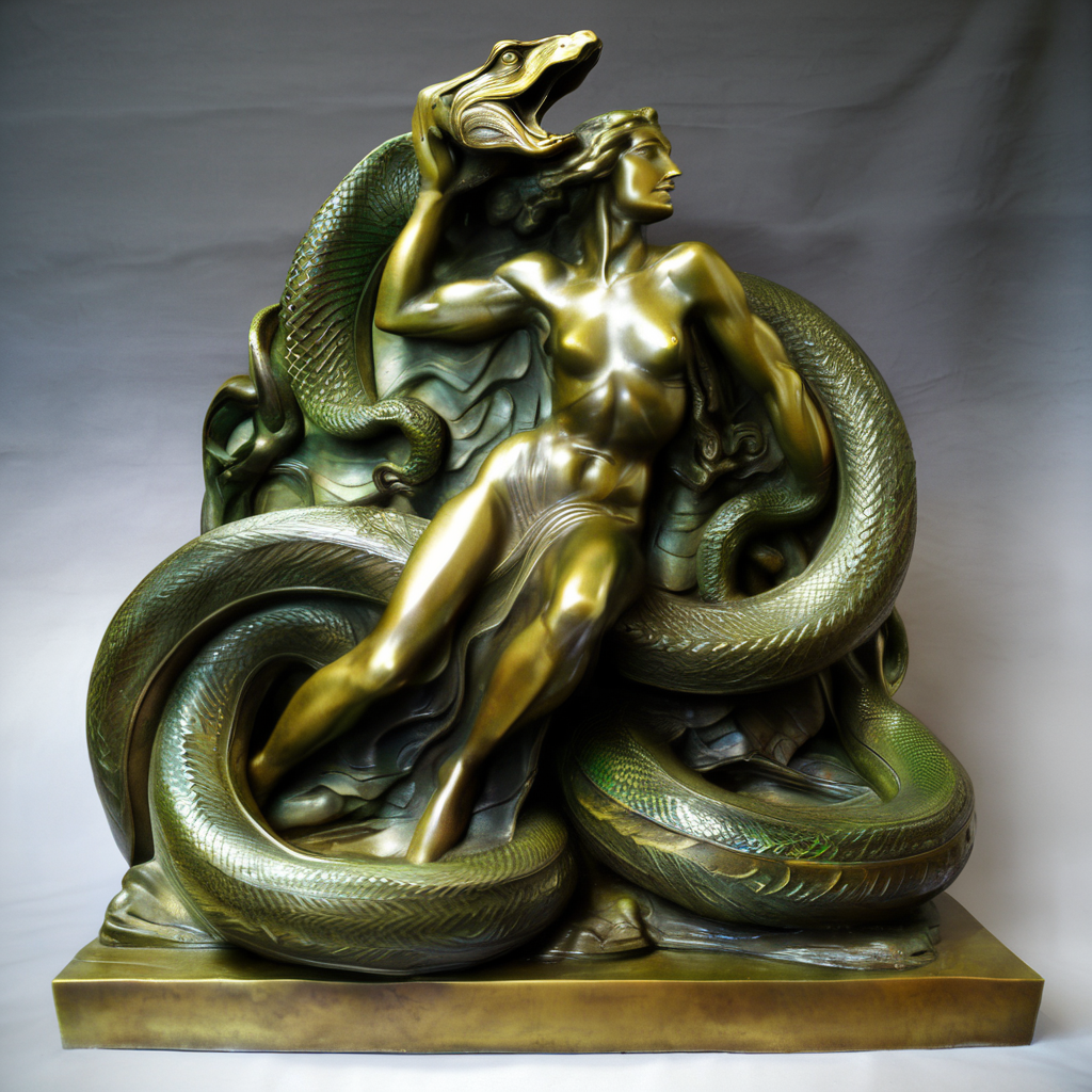 szukalski  bronze sculpture lilith and snake, photorealistic<lora:szukalski:0.8>