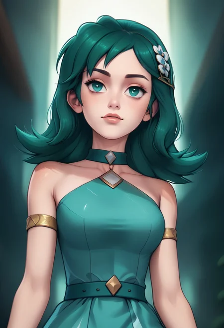 score_9, score_8_up, score_7_up, score_6_up, PRSNL_3_1, uncensored, pupils black dots, lips,
upper body, best quality, masterpiece, 4k, realistic, warm light,
Kris_Sygna, medium hair, green hair, hair ornament, green eyes, choker, dress, blue dress, halter dress, bare shoulders, shorts, blue short, shorts under dress, wrist cuffs, Kris_Sygna, medium hair, green hair, hair ornament, green eyes, choker, dress, blue dress, halter dress, bare shoulders, shorts, blue short, shorts under dress, wrist cuffs,